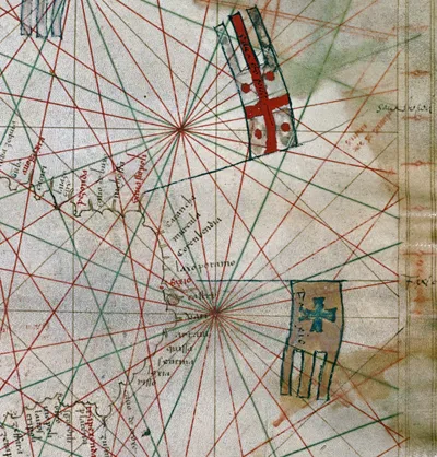 Pietro Vesconte's portolan (1321): the Georgian flag with roundels