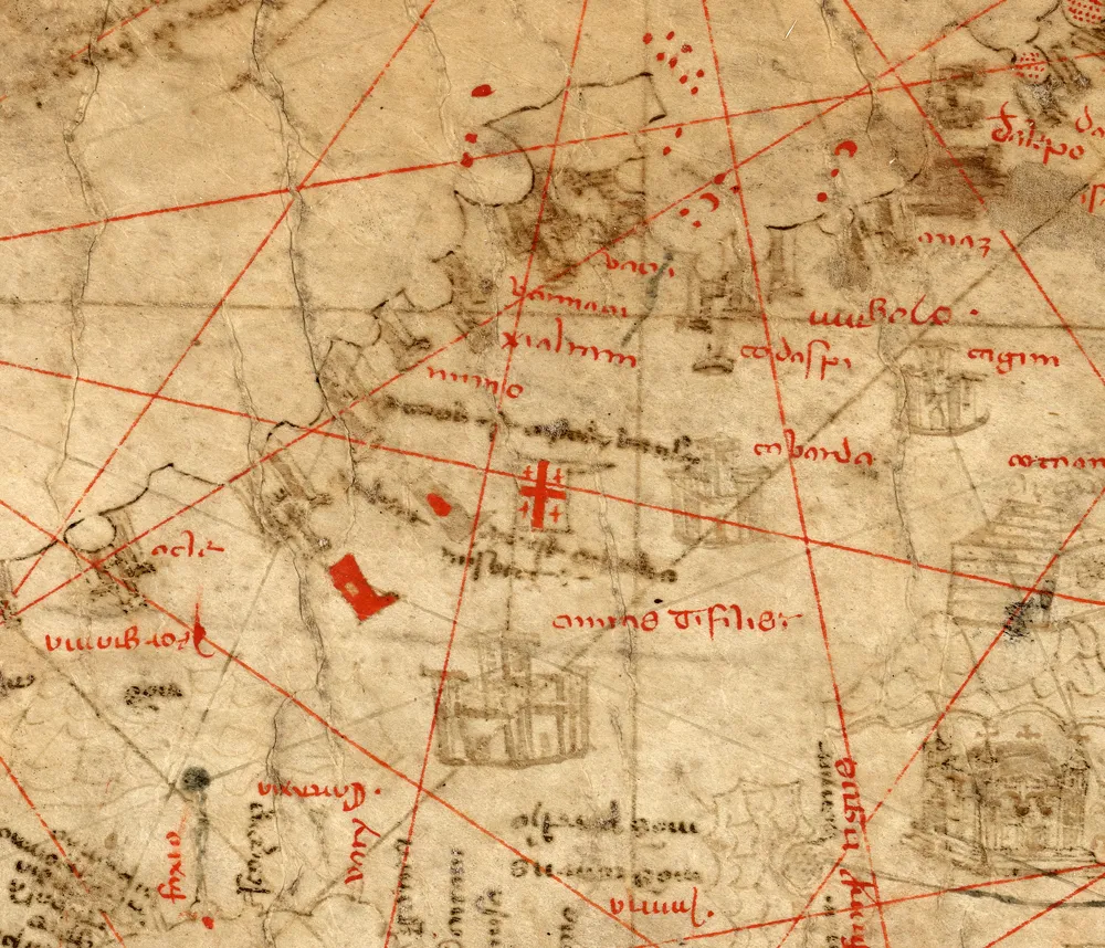 Pizzigani brothers' chart (1367): the five-cross flag of Tbilisi